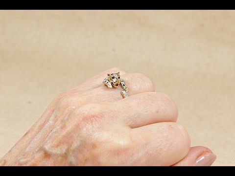 9ct Gold Sapphire and Diamond Leopard Ring      #5018