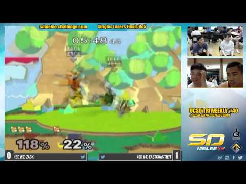 UCSD Triweekly #40 - Zack (Fox) vs EastCoastJeff (Falco) - SSBM Losers Finals - Melee