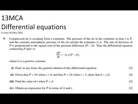 13MCA Integration - DE qn - Nov 2003 A Level