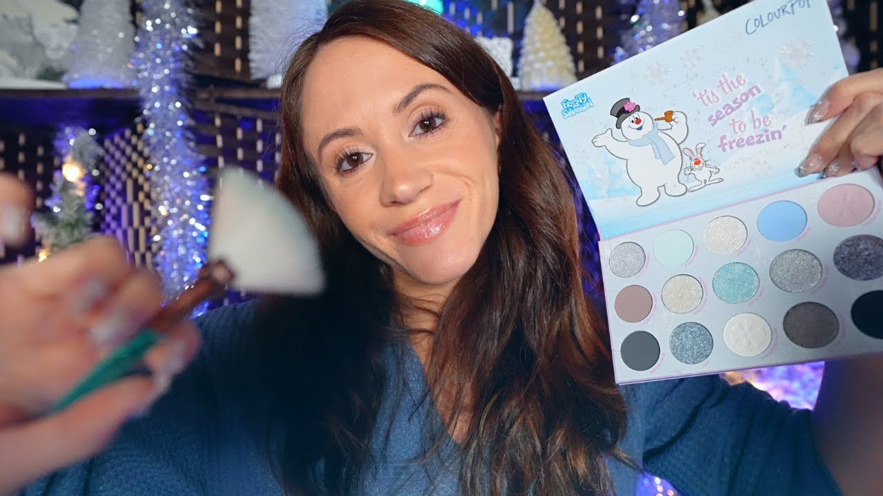 ASMR / Doing Your Winter Snow Angel Makeup ❄️ (layered sounds, winter makeup, personal attention)