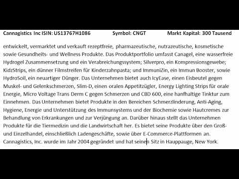 Cannabis Aktie Cannagistics Inc