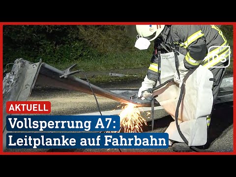 Vollsperrung A7 nach Sekundenschlaf: LKW fährt in Leitplanke | hessenschau