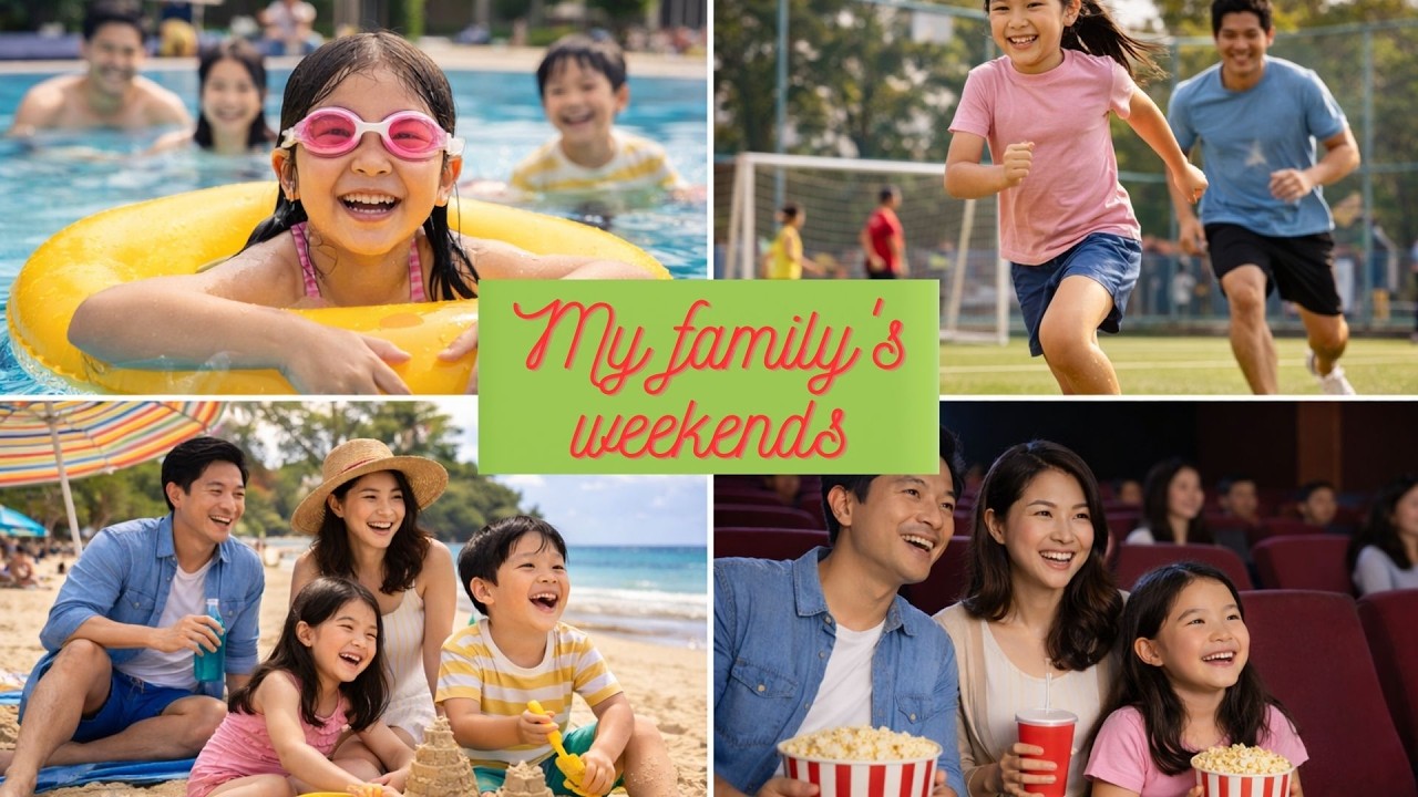 🌞 My Family's Weekends | Weekend Activities Vocabulary | English Story for Kids