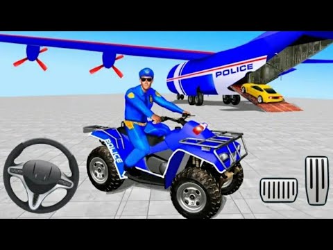 US Police ATV Quad Bike Transport Cargo Plane Game - Android GamePlay #16