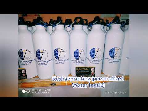 Blue promotional printed almunium bottles, plastic