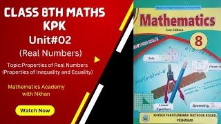 Class 8 Maths Chapter#02(Real Numbers) Properties of Real Numbers KPK