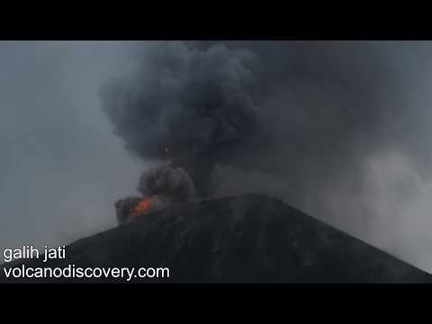 Krakatau Volcano Lava Fountain from Day to Night
