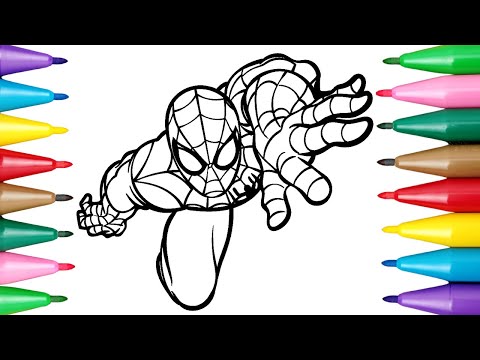 Coloring Spider Man ,Educational Video for Kids |Coloring Pages And Learn Colors | Magic fingers art