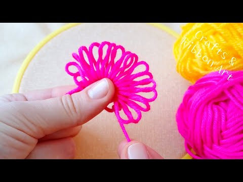 It's so Beautiful !! Super Easy Flower Craft Ideas with Wool - Hand Embroidery Amazing Flower Design