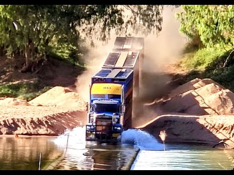 Kenworth Road Train Crossing River in Australia