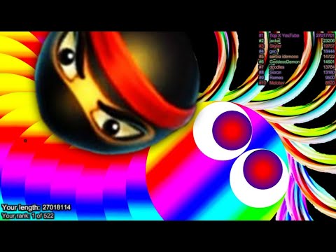 Slither.io A.I. Ninja Skin Vs RAINBOW Snakes - Epic Skin Slitherio Vip Best Gameplay - World Record