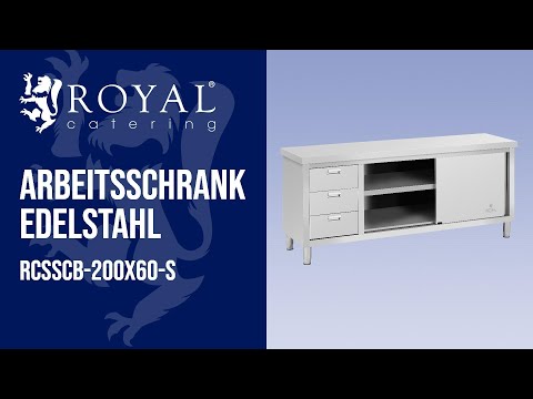 Video - Edelstahl-Arbeitsschrank - ECO - 200 x 60 cm - 500 kg - Royal Catering