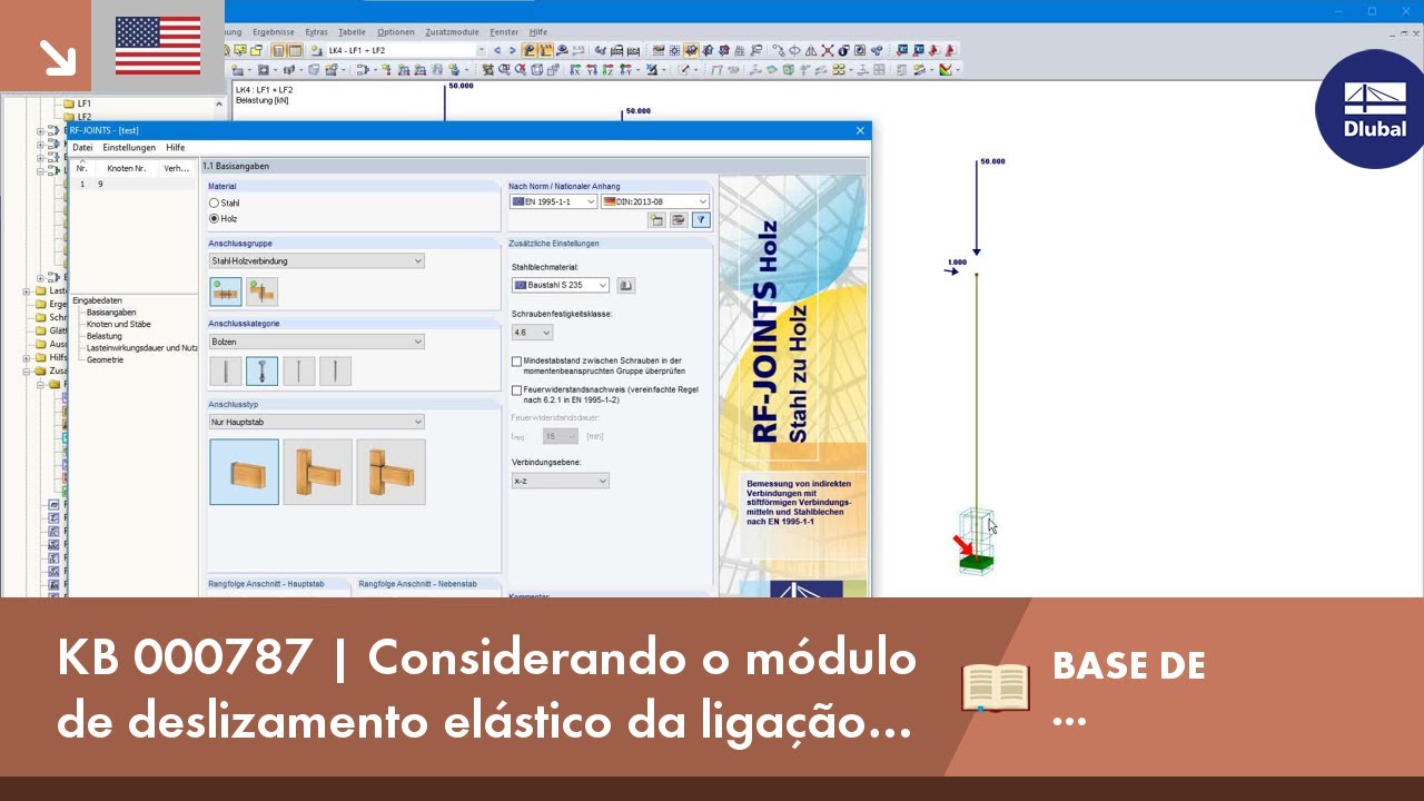 KB 000787 | Consideração da flexibilidade elástica de uma ligação de madeira