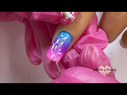 💖ARABESCO EN UÑAS/NAIL ART CON DIFUMINADO EN PIGMENTOS✨💅 #nailart #arabesco #difuminado
