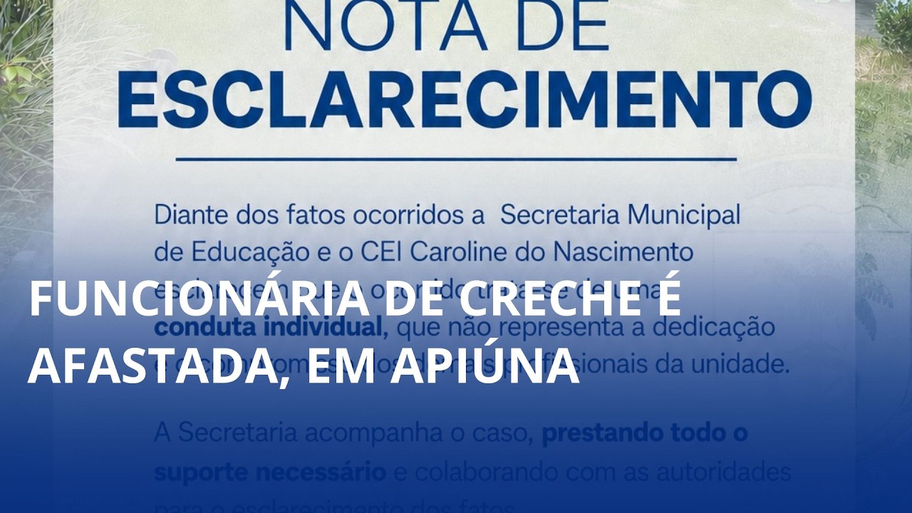 Agressão a criança. Funcionária de creche é afastada, em Apiúna