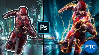 Recreate THE FLASH Running Lightning In Photoshop 
