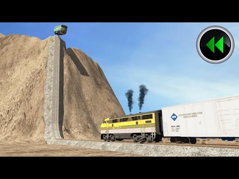 Reverse Trains vs Hill Climb - BeamNG Drive - Reverse Beamng