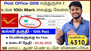 Tamilnadu Post Office GDS Recruitment 2022 | TN post office GDS Notification 2022 |TN GDS job 2022