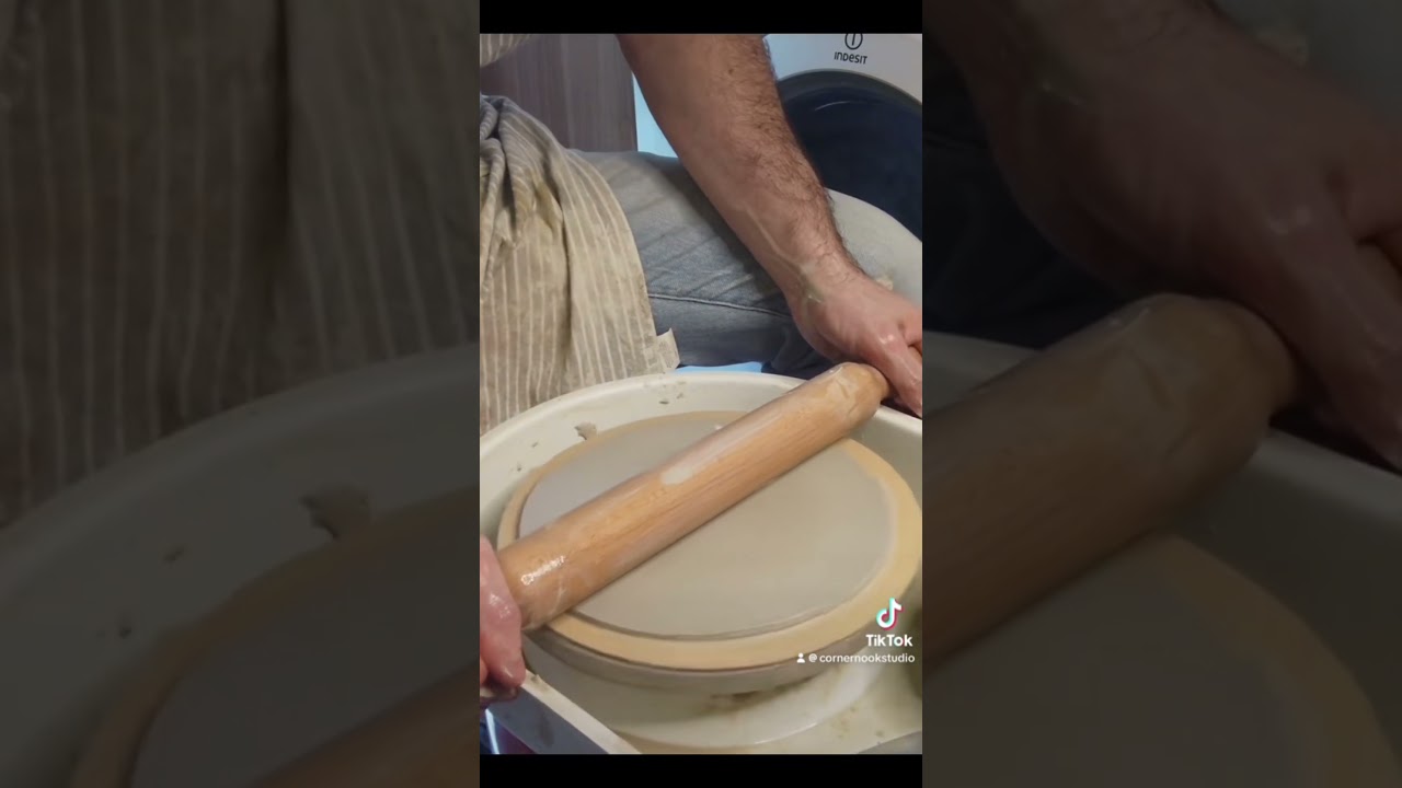 Making ceramic plates with a rolling pin
