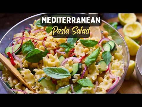 Mediterranean Pasta Salad with Feta & Lemon-Basil Dressing - Easy Breezy Summer Salad Recipe 😎