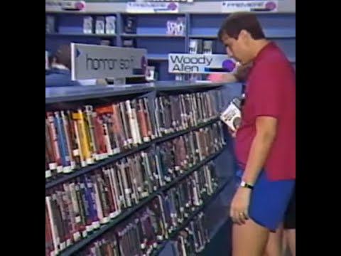 Renting movies at a video store in 1987