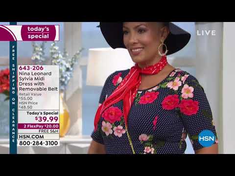 Nina Leonard Sylvia Midi Dress with Removable Belt