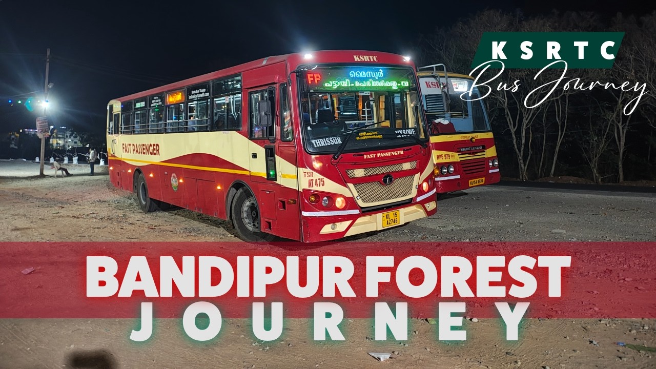 Bus Journey through Bandipur Forest - KSRTC Fast Passenger bus to Mysuru