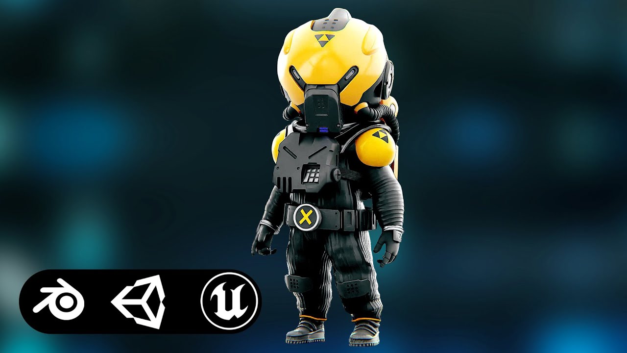 Toon Astronaut F-D Auto-Rig Pro Rigged For Mixamo Unreal Engine Unity 3D Model