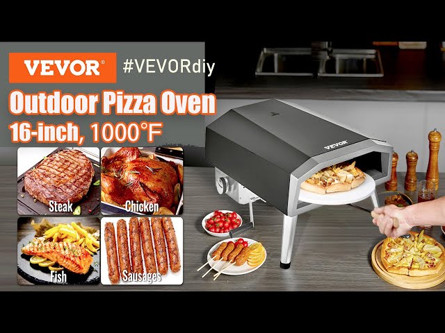 Vídeo relacionado con VEVOR Horno de Pizza para Exteriores 406,4 mm, de Gas Propano/Pellet, con Termómetro y Rotación Eléctrica, para Acampar en el Jardín o la Terraza con Pala de Piedra para Pizza, 857 x 593 x 697 mm
