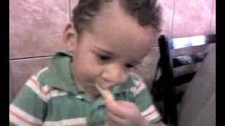 Allen eating some hot sauce.