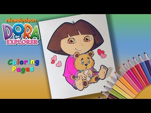 Dora the Explorer #ColoringBook Dora with teddy bear Coloring pages #forChildren Video