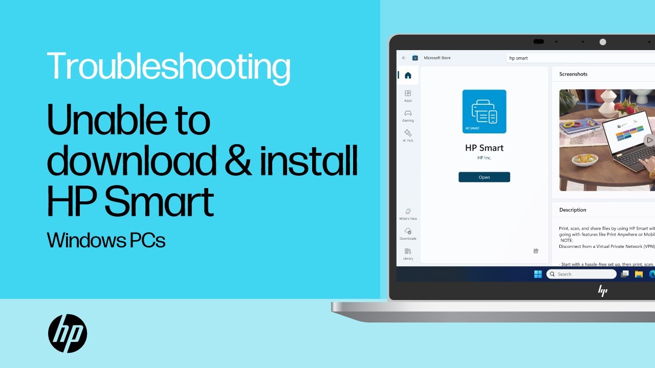 Unable to download and install the HP Smart app on a Windows PC | HP printers | HP Support