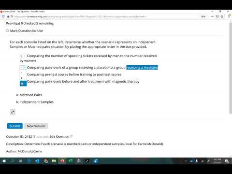 Distinguish between matched pairs and independent samples.