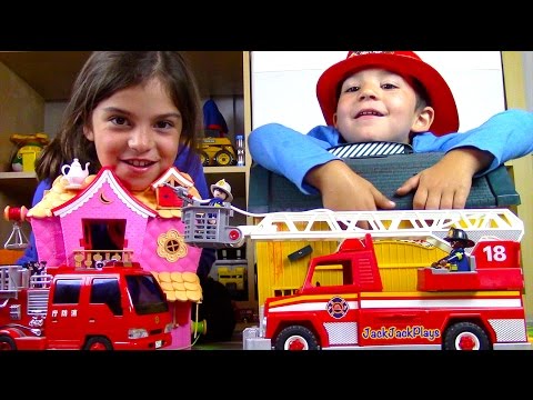 Fire Trucks for Children! Playmobil Fire Engine Toy UNBOXING | JackJackPlays