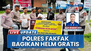 Operasi Lilin Mansinam 2025, Polres Fakfak Bagi-bagi Helm SNI Gratis untuk Para Pengendara