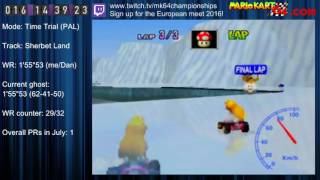 MK64 - World Record on Sherbet Land - 1'55"47 (NTSC: 1'36"03) by Matthias Rustemeyer