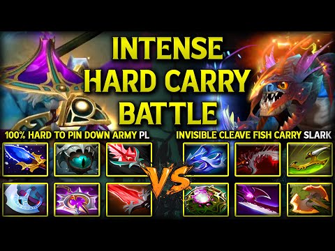 INTENSE HARD CARRY BATTLE | 100% HARD TO PIN DOWNS PHANTOM LANCER VS. INVISIBLE CLEAVE FISH SLARK