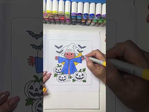 Coloring a Cozy Scarecrow Page | Soft & Relaxing Halloween Art