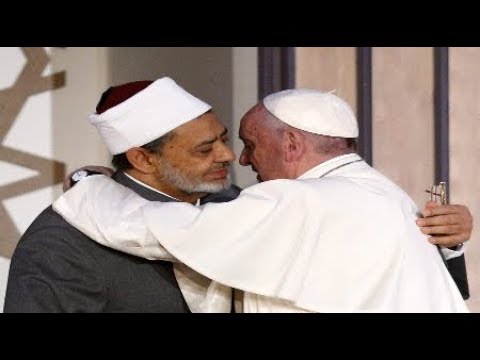 Breaking Catholic Pope Francis signs interfaith ecumenical peace declaration Islam February 2019 Video