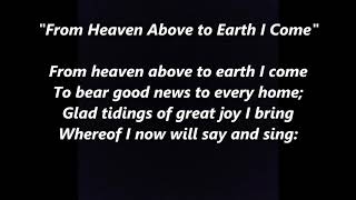 From Heaven Above to Earth I Come Vom Himmel hoch, Christmas carol LYRICS WORDS SING ALONG SONGS