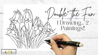 WAIT WHAT?! ONE Drawing...TWO Paintings?! Double the Fun Part 1: How to Draw Bluebells Step-by-Step!