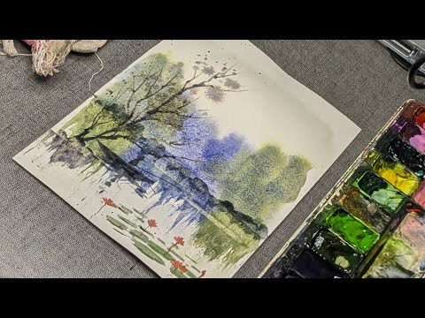 How to Paint Watercolour Water Reflections with a Credit Card | Watercolor Tutorial