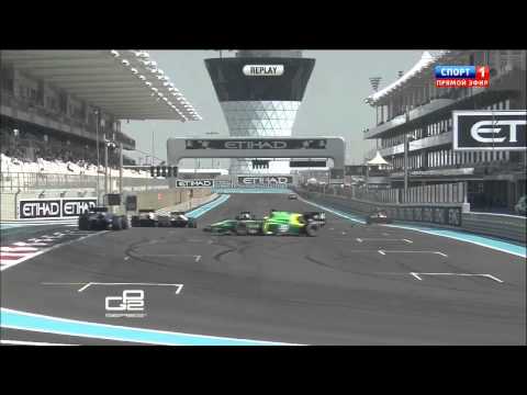 GP2 2013. Abu Dhabi Grand Prix. Sergio Canamasas and Mitch Evans Crash