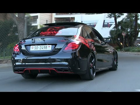 THE LOUDEST 2017 Mercedes C63S AMG w/ STRAIGHT PIPES in Monaco | CRAZY ACCELERATIONS + REVS + POLICE