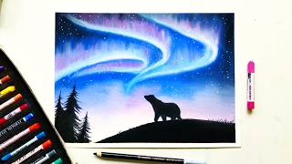 Drawing the Northern lights(Aurora borealis) with soft pastels | Leontine van vliet