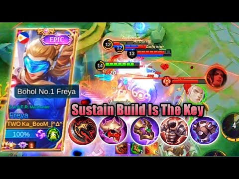 Top Global Freya |Sustain Build🔥|TANK BUILD|Broken Build|Mlbb❤️