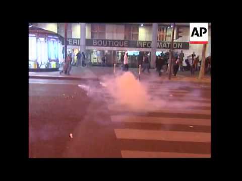 Anti Sarkozy protesters clash with police