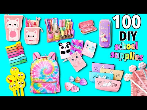 , title : '100 DIY - SCHOOL SUPPLIES IDEAS - BACK TO SCHOOL HACKS AND CRAFTS'