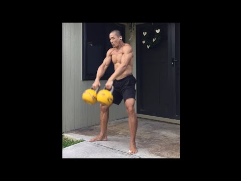 Double 16 kg. Kettlebell Thruster + Snatch x 6 - age 52, December 18, 2020