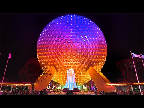 Evening at EPCOT - Sunset and Nighttime Walkthrough & Rides at Walt Disney World